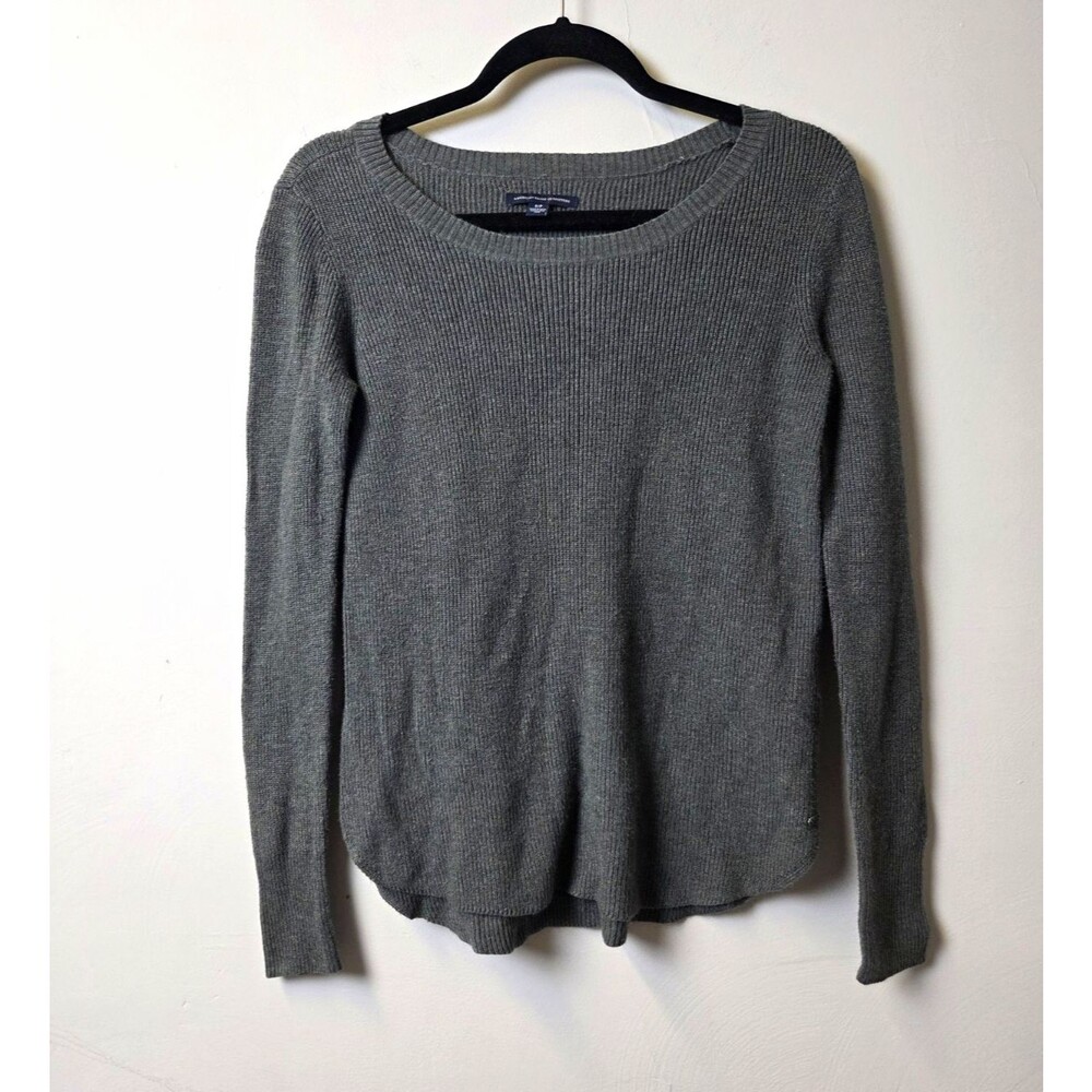 American Eagle Outfitters Womens Gray Solid Knit Crewneck Pullover Sweater S